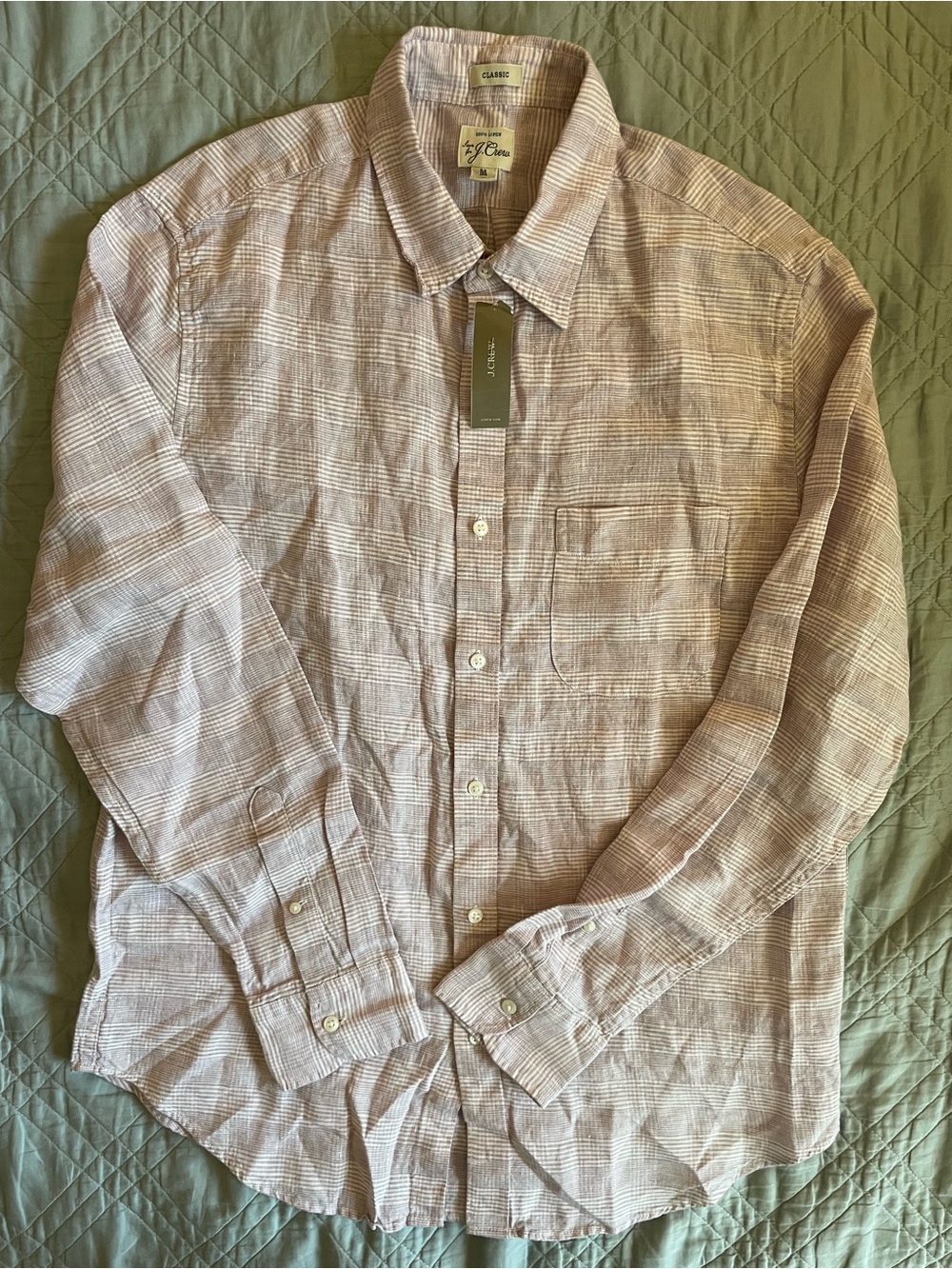J. CREW Linen point-collar shirt in Glen Plaid Size M NWT $178 CT991 - Picture 8 of 10